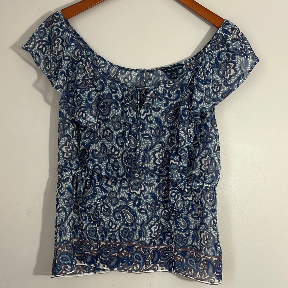 American Eagle Blue Paisley Women's Top size S/P